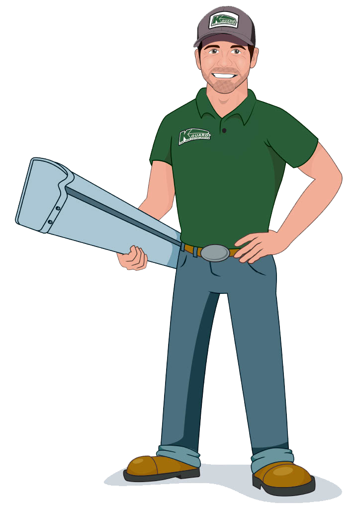 K Guard Kevin holding gutters ready to begin your project.